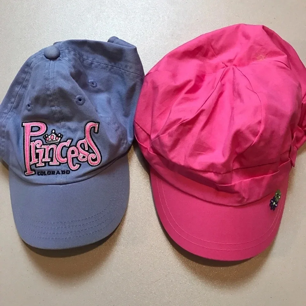 Children’s Place Girls hat lot 3 Hats pink and blue fits sizes 7-14 EUC Bucket